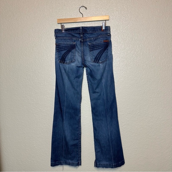 7 For All Mankind Women’s Medium Wash Low Rise Wide Leg Jeans Size 27” - Picture 4 of 9